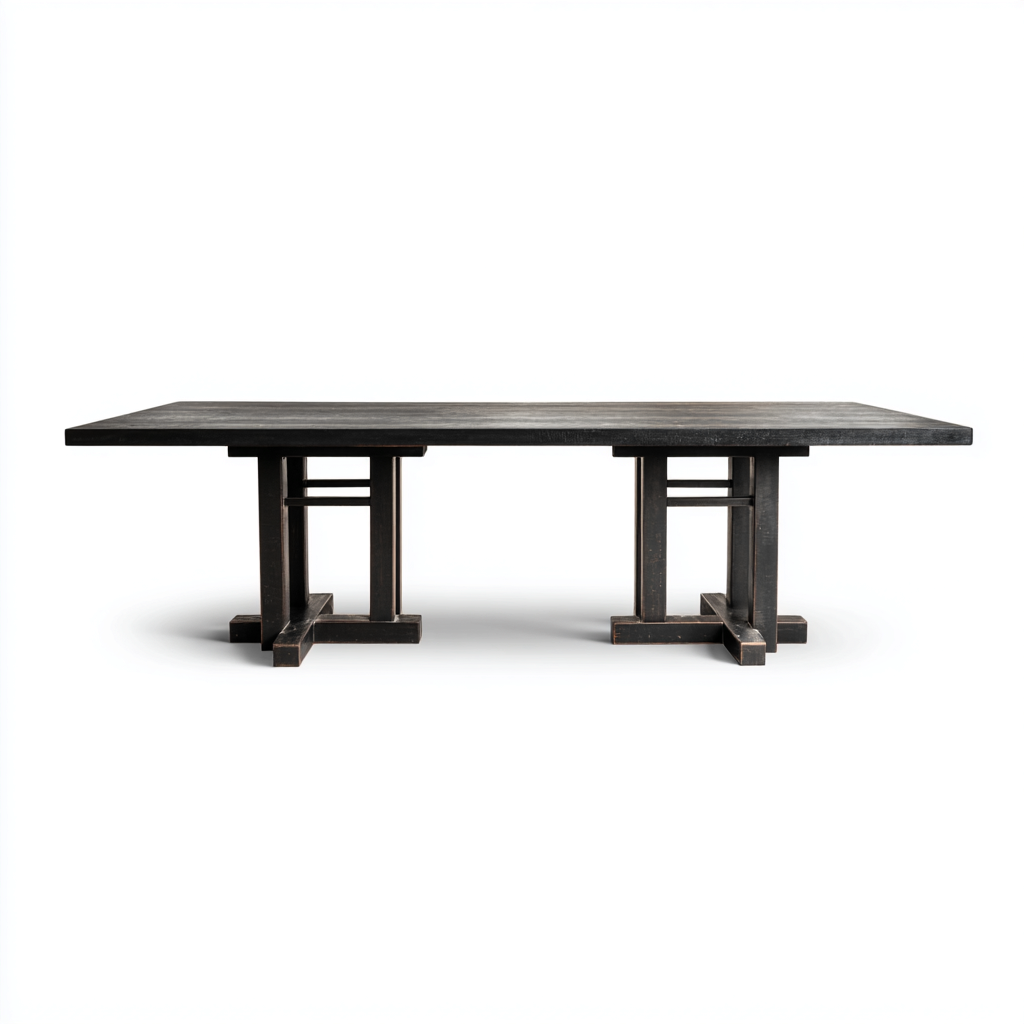 Table de jardin rectangulaire bois 220x90x75 cm - noir - adaptée au jardin design classique-Casauppad