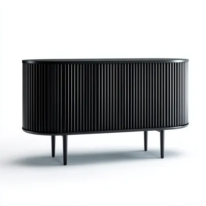 Buffet - bois 150x45x80 cm - noir - pour salle à manger - design contemporain-Casauppad