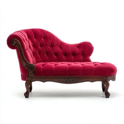 Chaise longue velours 170x75x95 cm - rouge - style classique sculpté adapté au salon-Casauppad