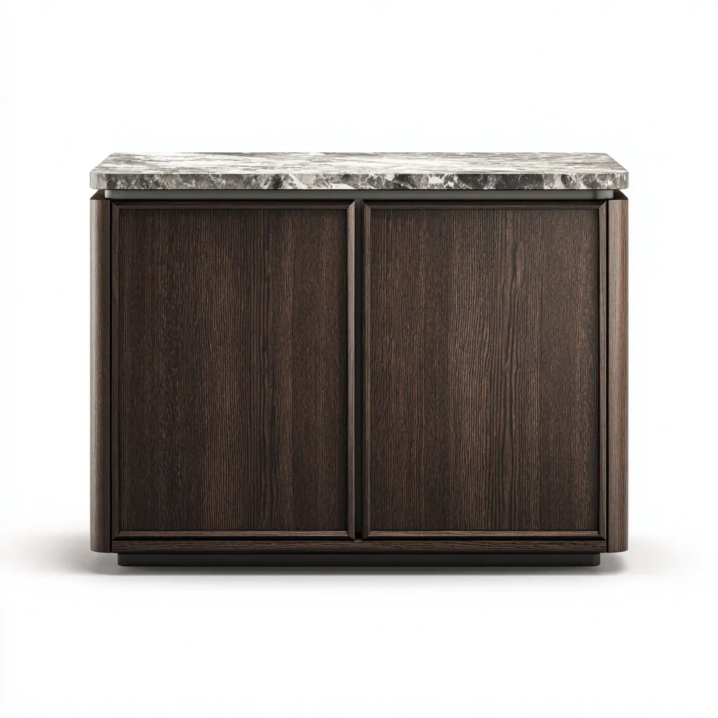 Buffet bois - marbre 100x40x90 cm - brun - noir - design moderne adaptée à la salle à manger-Casauppad