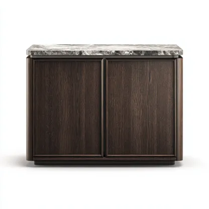 Buffet bois - marbre 100x40x90 cm - brun - noir - design moderne adaptée à la salle à manger-Casauppad