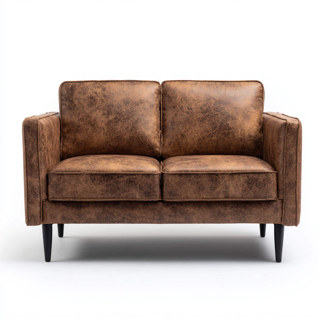 Canapé 2 places similicuir 150x82x88 cm - marron - style vintage adapté au salon-Casauppad