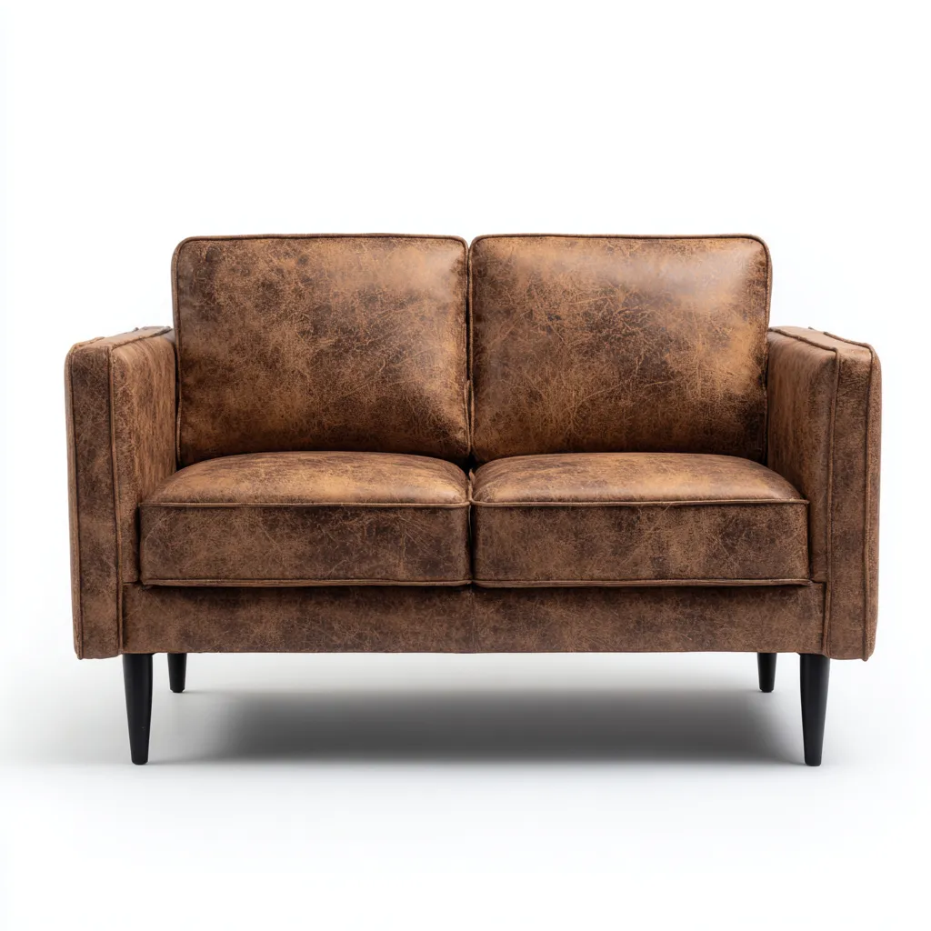 Canapé 2 places similicuir 150x82x88 cm - marron - style vintage adapté au salon-Casauppad