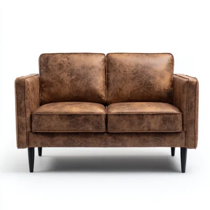 Canapé 2 places similicuir 150x82x88 cm - marron - style vintage adapté au salon-Casauppad