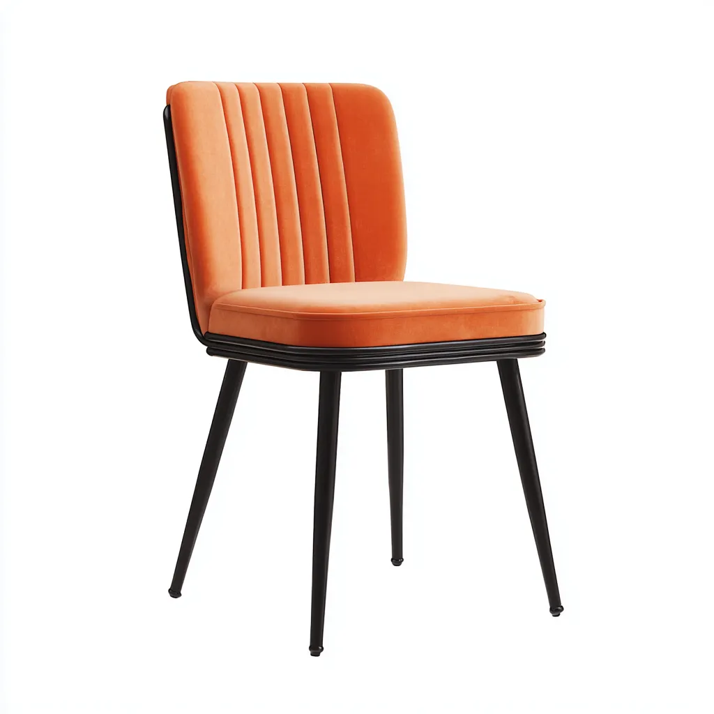 Chaise de salle à manger - velours orange 50x48x82 cm - orange - pour salle à manger - design moderne-Casauppad