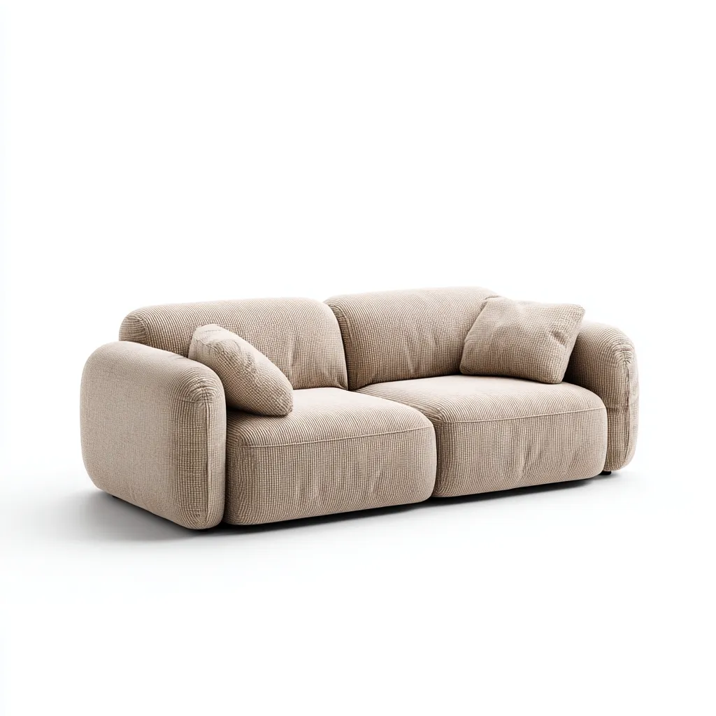 Canapé 2 places tissu côtelé 180x90x70 cm - beige - design moderne adapté au salon-Casauppad