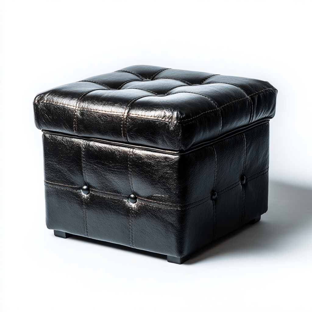 Pouf - cuir synthétique - 38x38x42 cm - noir - pour salon - design moderne-Casauppad