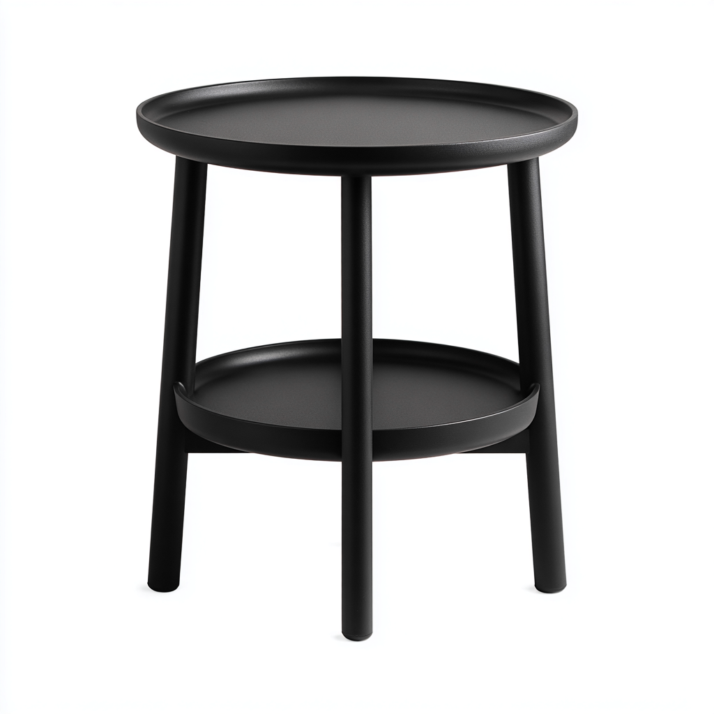 Table de jardin - plastique 40x40x50 cm - noir - pour extérieur - design à plateau double-Casauppad