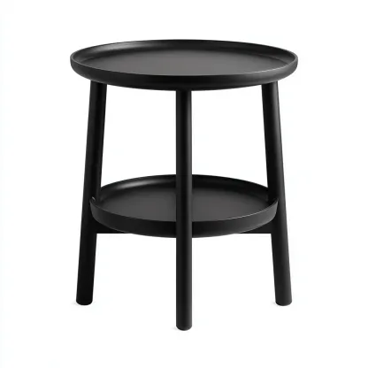 Table de jardin - plastique 40x40x50 cm - noir - pour extérieur - design à plateau double-Casauppad