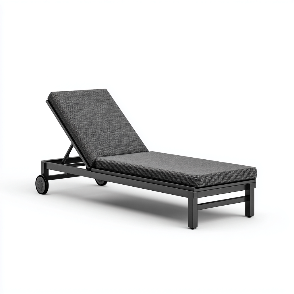 Transat métal coussin 195x65x38 cm - gris foncé - design extérieur réglable adaptée au jardin-Casauppad