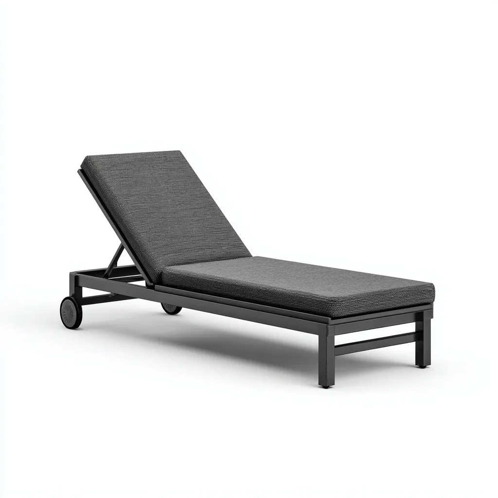 Transat métal coussin 195x65x38 cm - gris foncé - design extérieur réglable adaptée au jardin-Casauppad