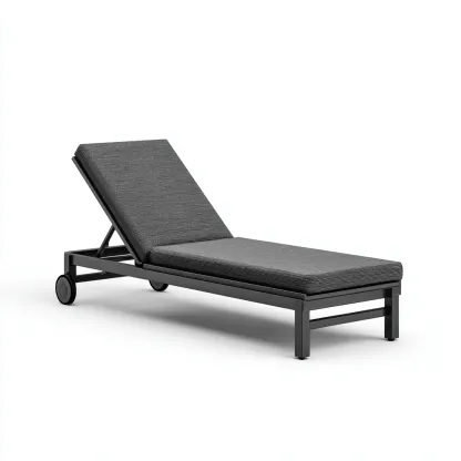 Transat métal coussin 195x65x38 cm - gris foncé - design extérieur réglable adaptée au jardin-Casauppad