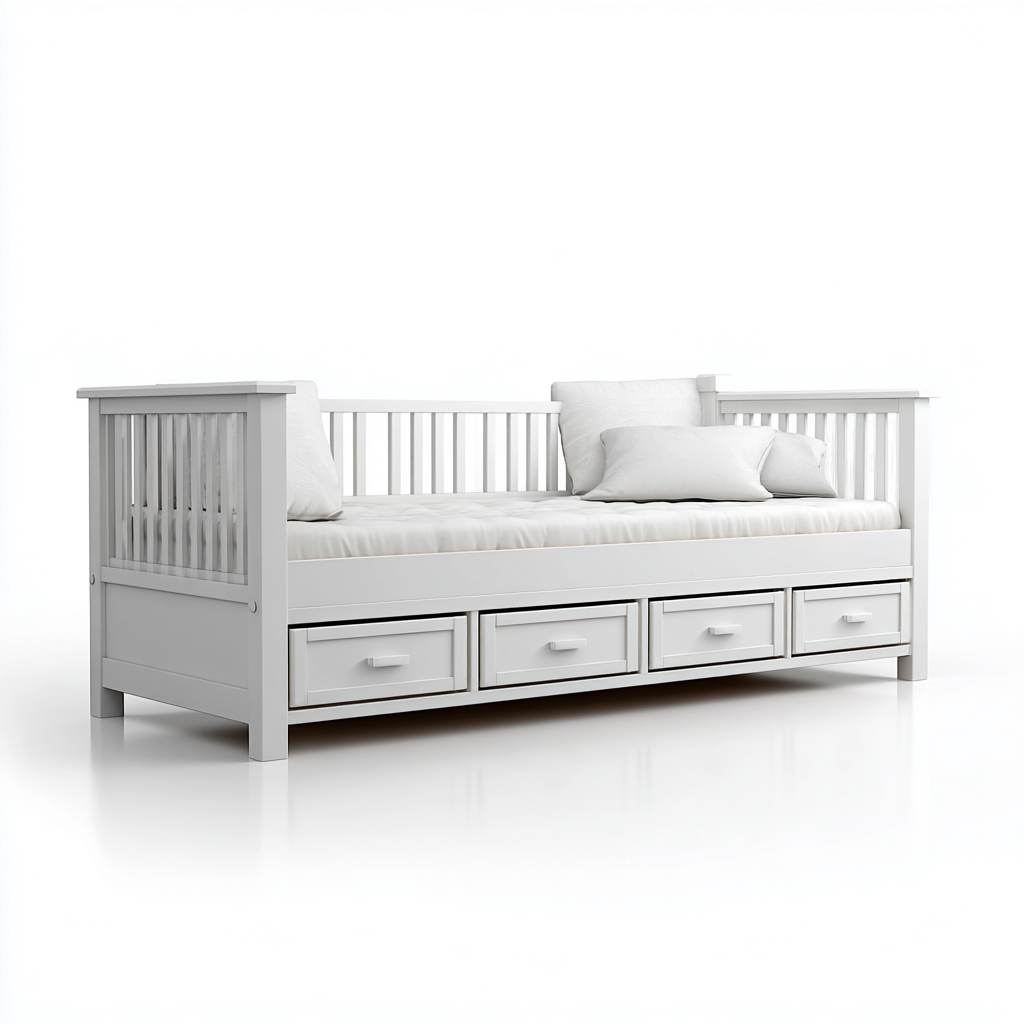 Canapé lit bois 210x100x95 cm - blanc - avec rangements - design moderne - adapté à la chambre-Casauppad