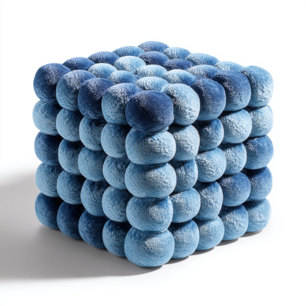 Pouf - tissu - 45x45x45 cm - bleu - pour salon - design moderne-Casauppad