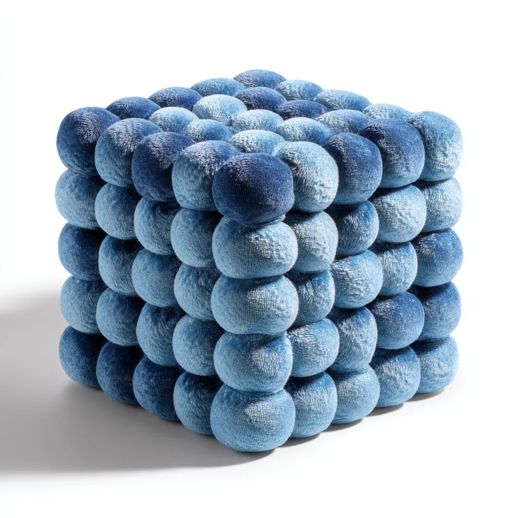 Pouf - tissu - 45x45x45 cm - bleu - pour salon - design moderne-Casauppad