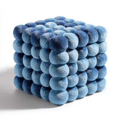 Pouf - tissu - 45x45x45 cm - bleu - pour salon - design moderne-Casauppad