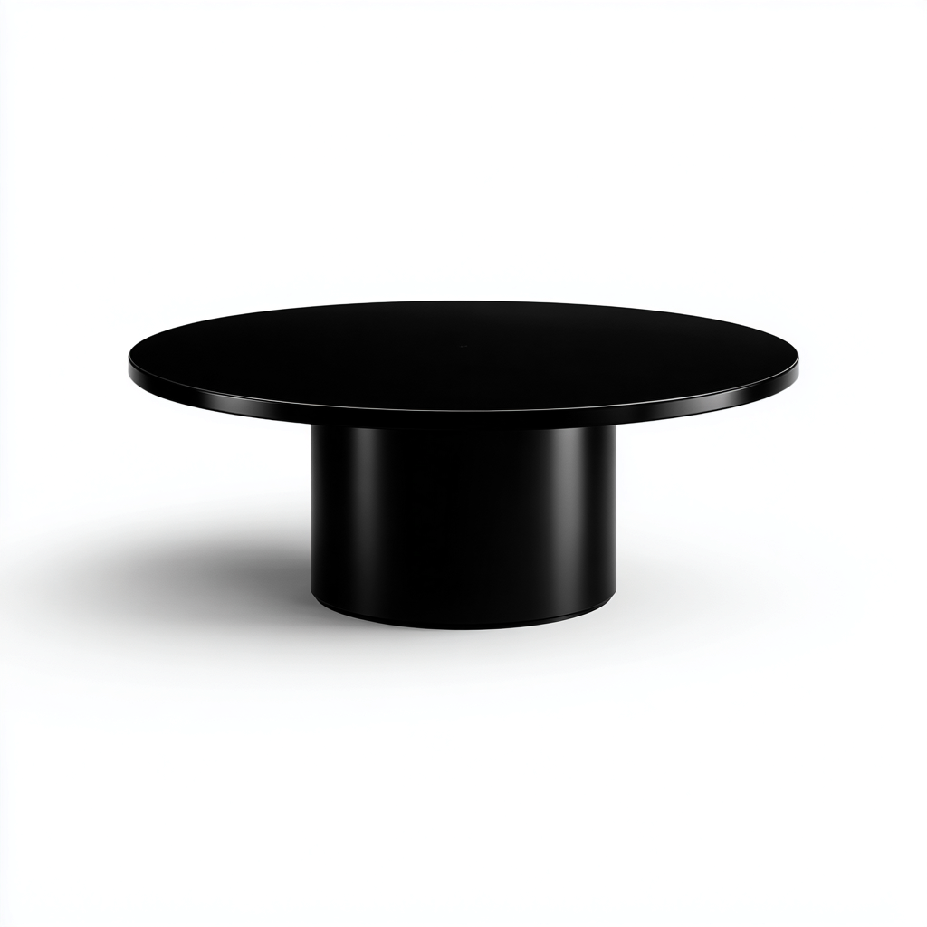 Table de jardin ronde plastique 90x90x35 cm - noir - design contemporain adaptée au jardin-Casauppad