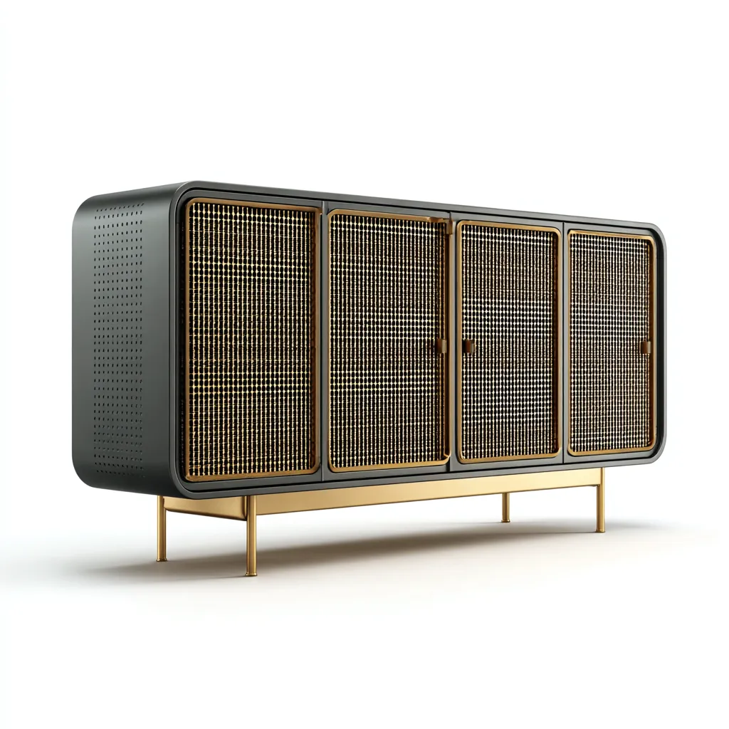 Buffet - métal 160x45x80 cm - noir doré - pour salle à manger - style moderne-Casauppad