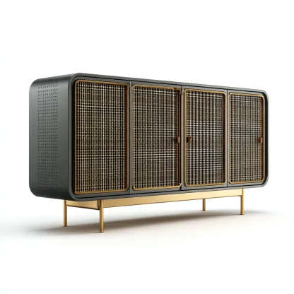 Buffet - métal 160x45x80 cm - noir doré - pour salle à manger - style moderne-Casauppad