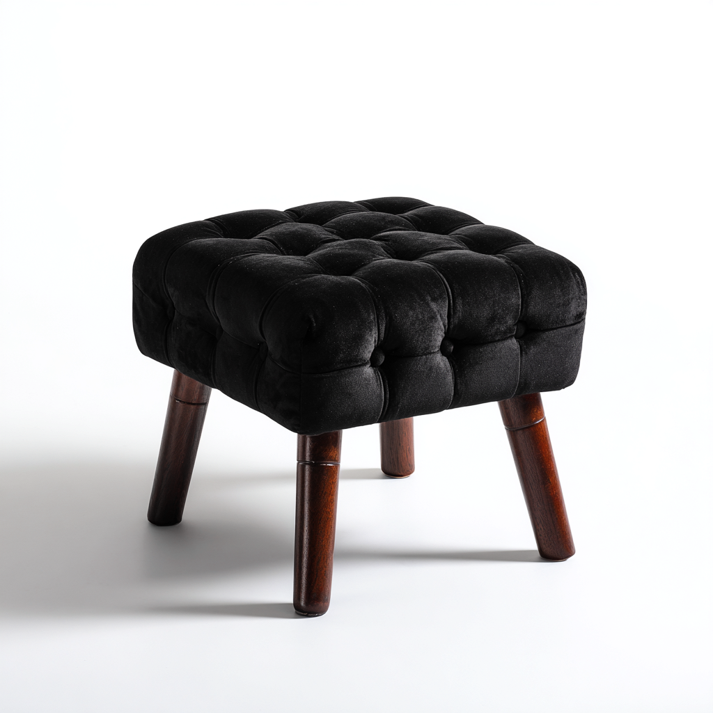 Pouf - tissu - 40x40x45 cm - noir - pour salon - design moderne-Casauppad