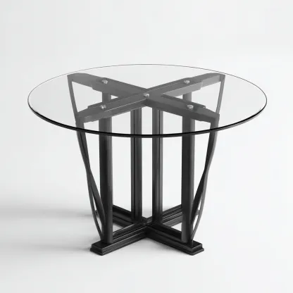 Table à manger verre trempé 110x110x75 cm - transparent - noir - pour salle à manger design moderne-Casauppad