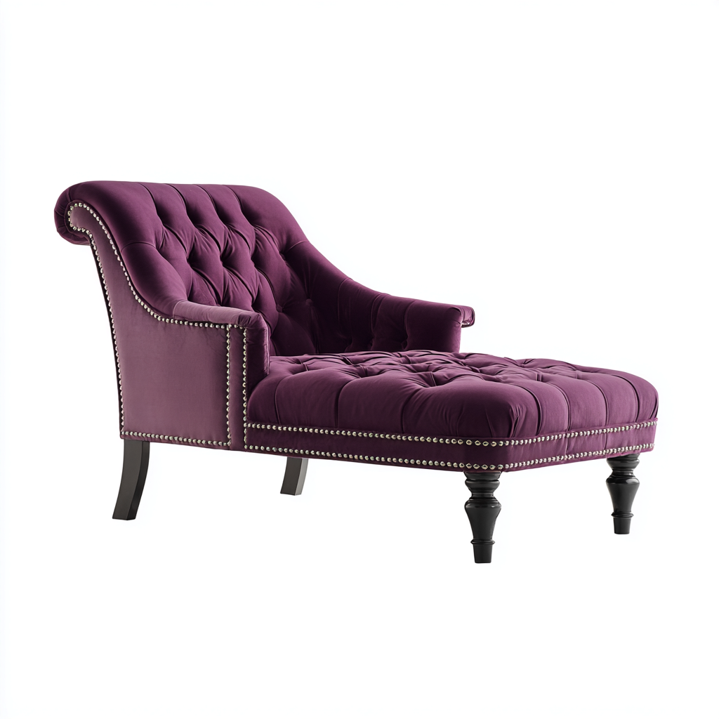Chaise longue en velours 165x72x86 cm - violet - pour salon - style classique-Casauppad