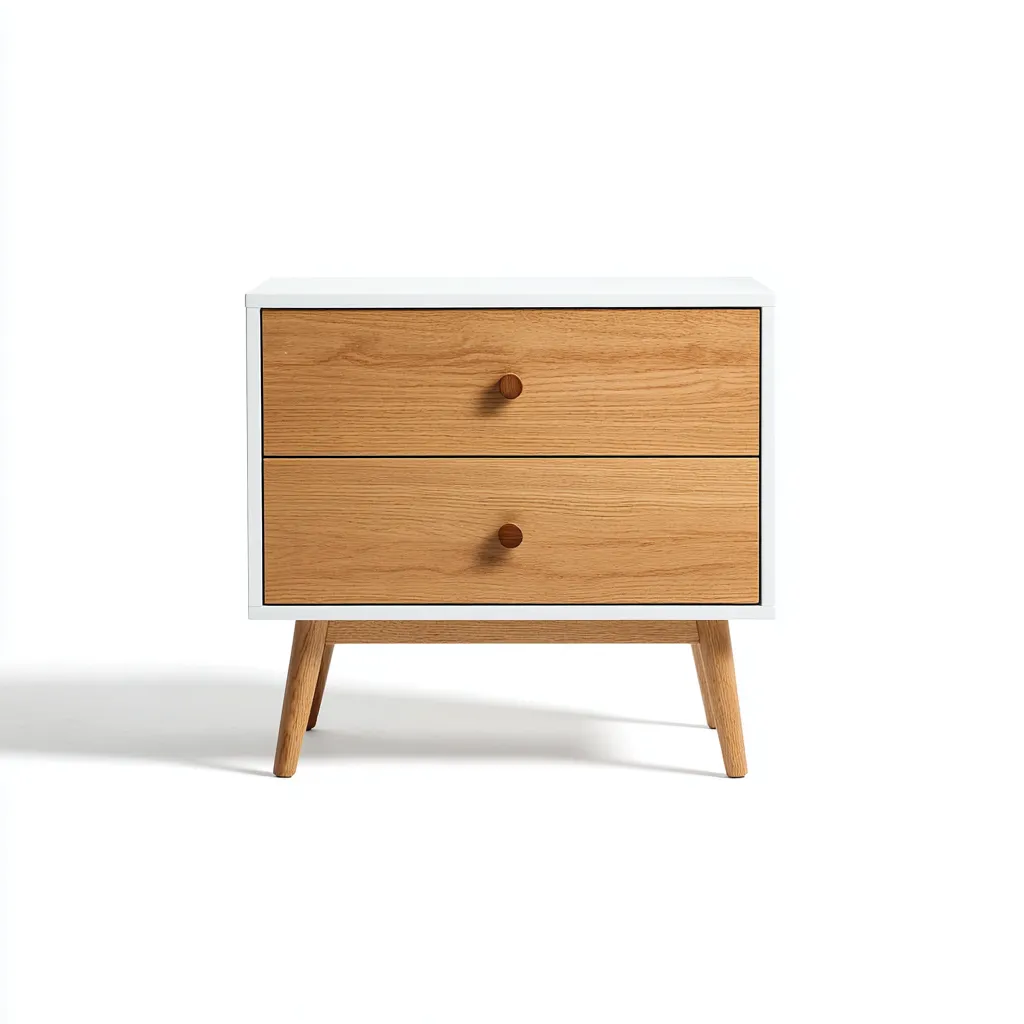 Commode 60x35x55 cm - blanc - marron - pour salon - design scandinave-Casauppad