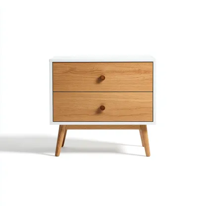 Commode 60x35x55 cm - blanc - marron - pour salon - design scandinave-Casauppad