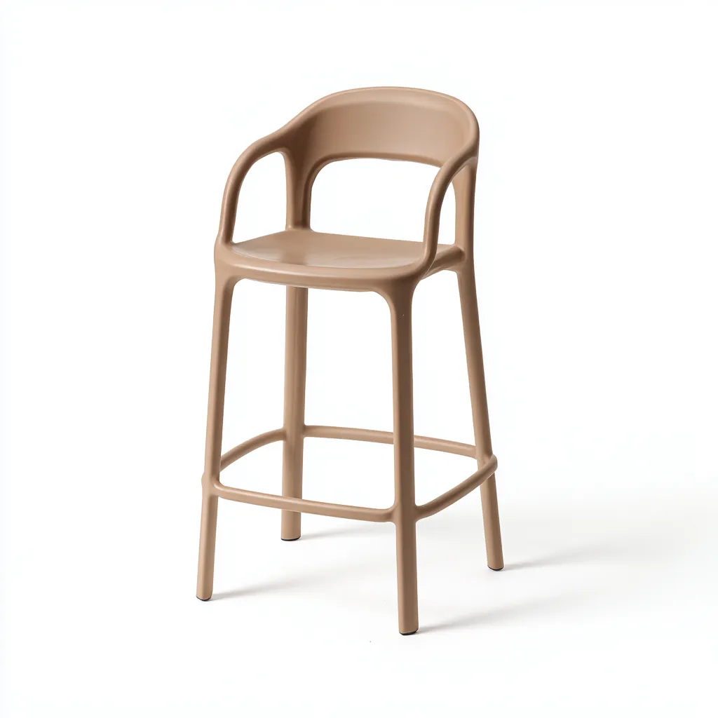 Tabouret de bar plastique 48x48x105 cm - beige - adapté à la salle à manger - style moderne-Casauppad