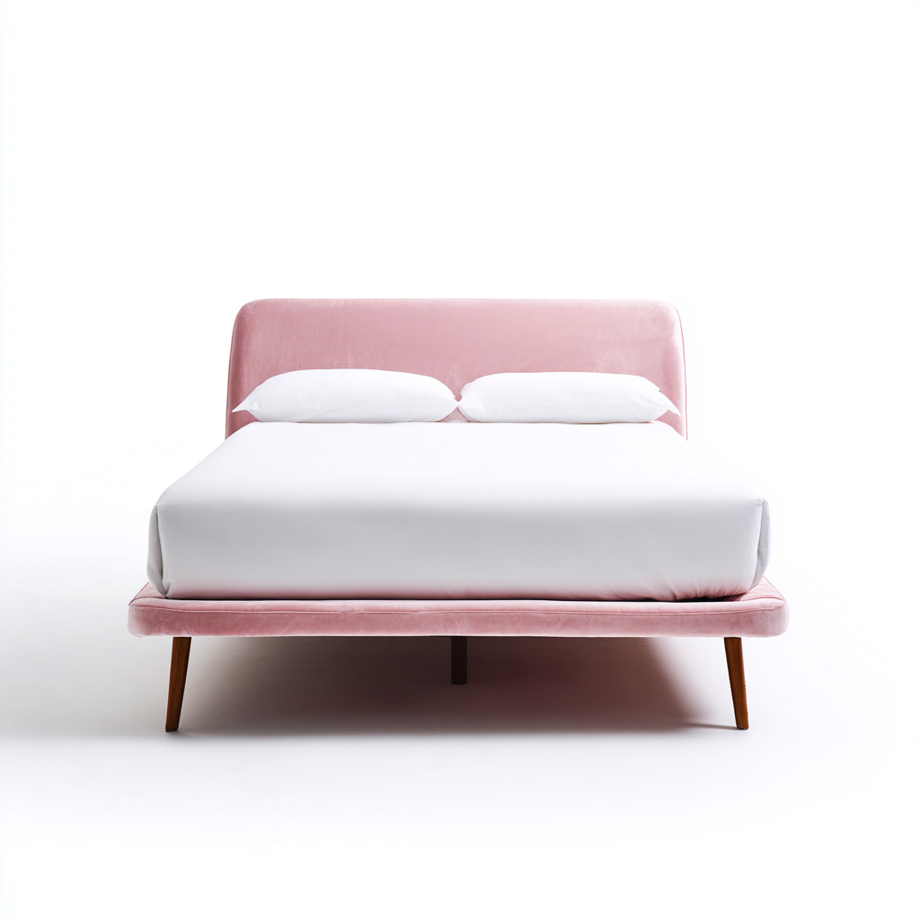 Lit double velours 200x160x95 cm - rose - adapté à la chambre design moderne-Casauppad