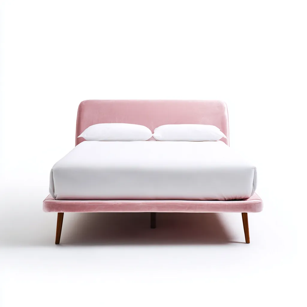 Lit double velours 200x160x95 cm - rose - adapté à la chambre design moderne-Casauppad