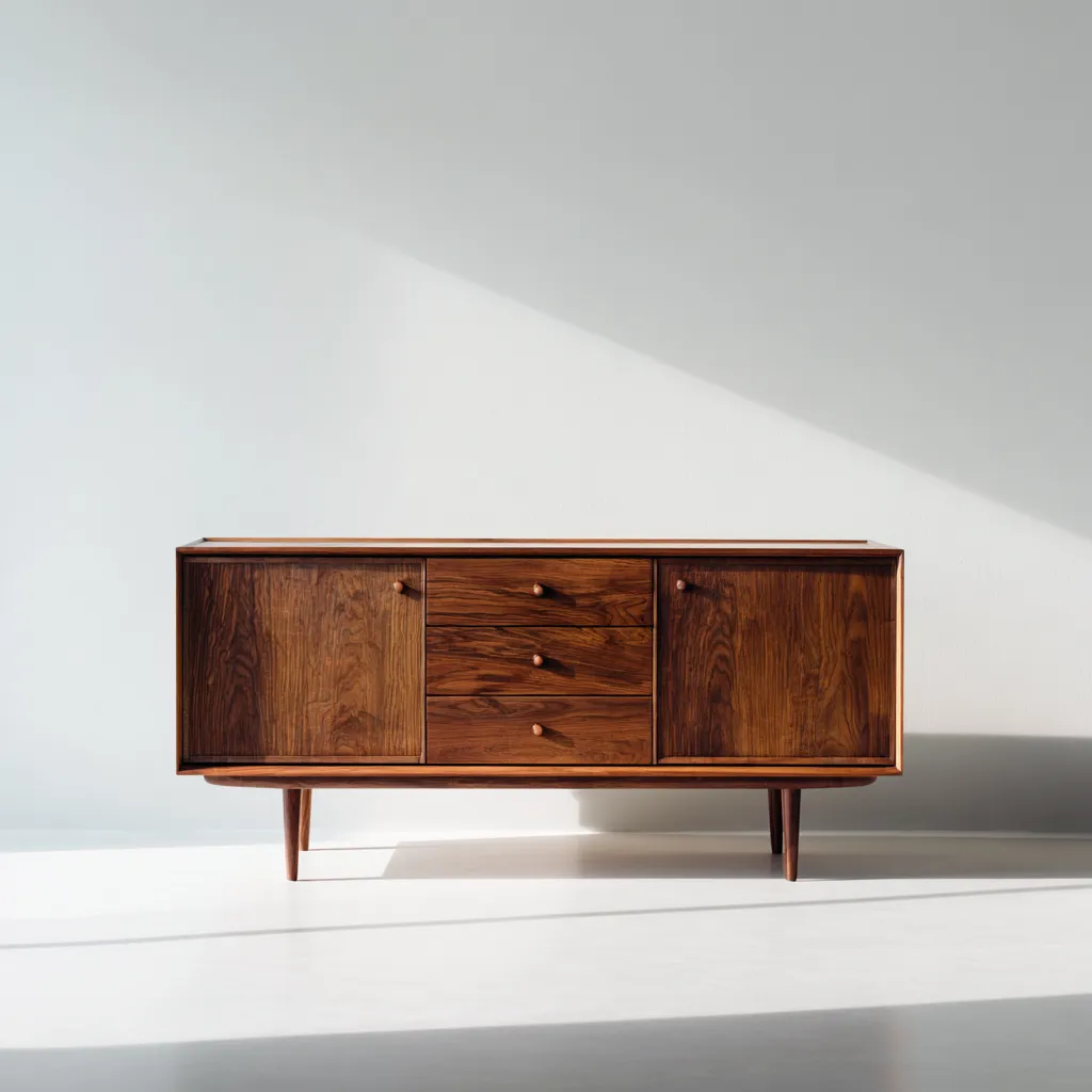 Buffet - bois 160x45x80 cm - brun - pour salle à manger - style contemporain-Casauppad