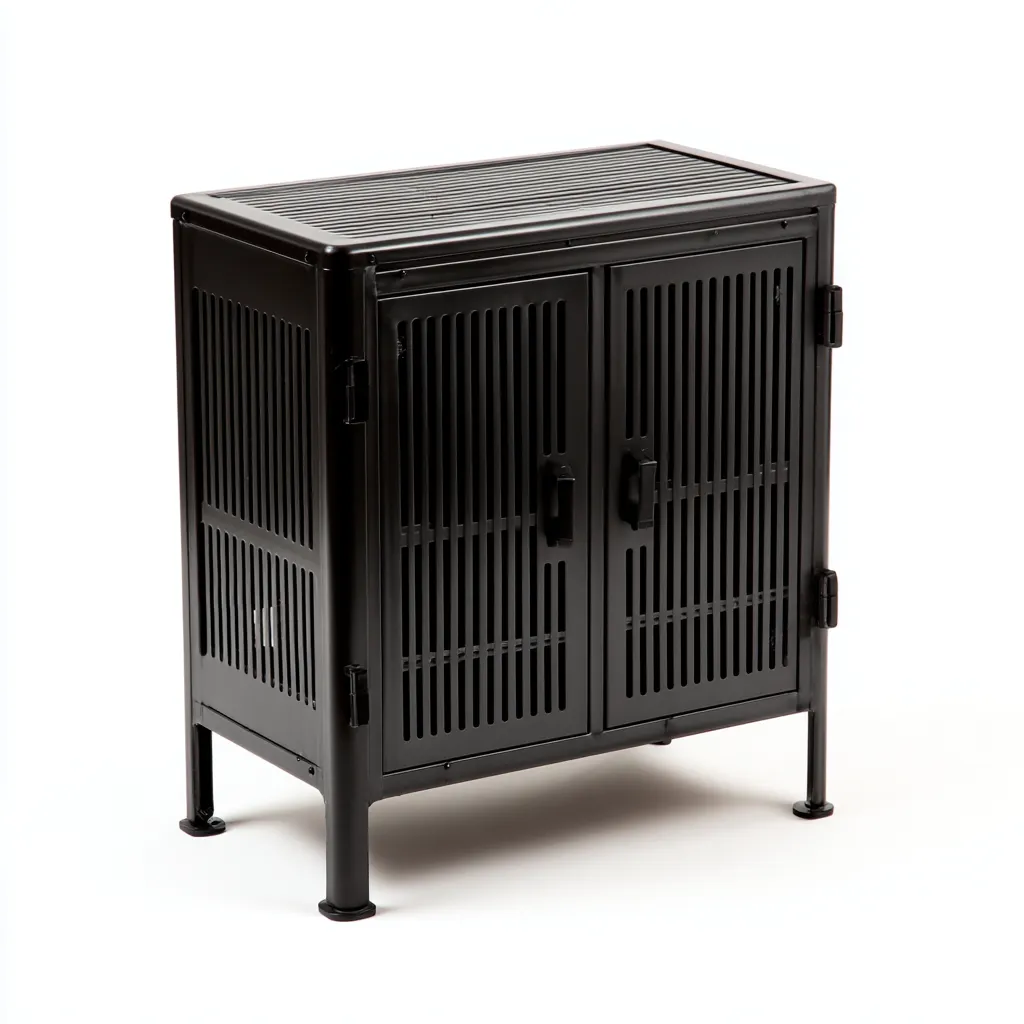 Buffet métal 60x35x75 cm - noir - design industriel adaptée à la salle à manger-Casauppad