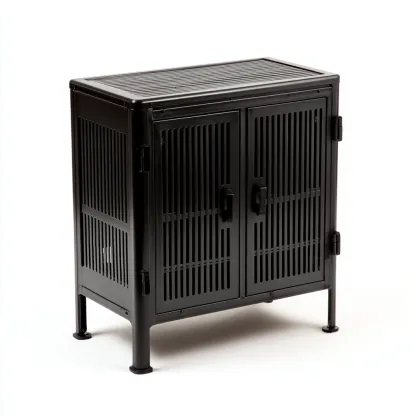 Buffet métal 60x35x75 cm - noir - design industriel adaptée à la salle à manger-Casauppad