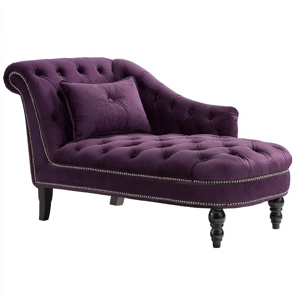 Chaise longue en velours 165x72x86 cm - violet - pour salon - style classique-Casauppad