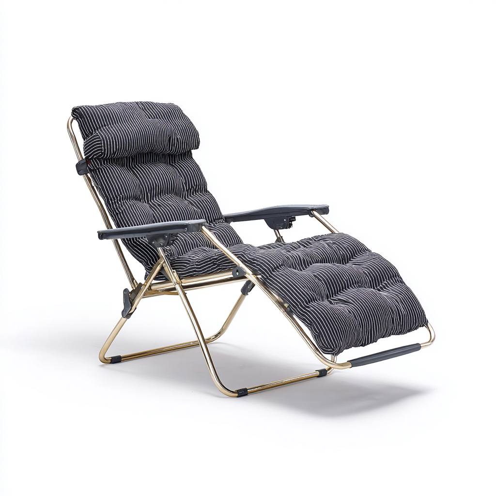 Transat - métal et tissu 180x60x95 cm - noir - gris - pour extérieur - design inclinable-Casauppad