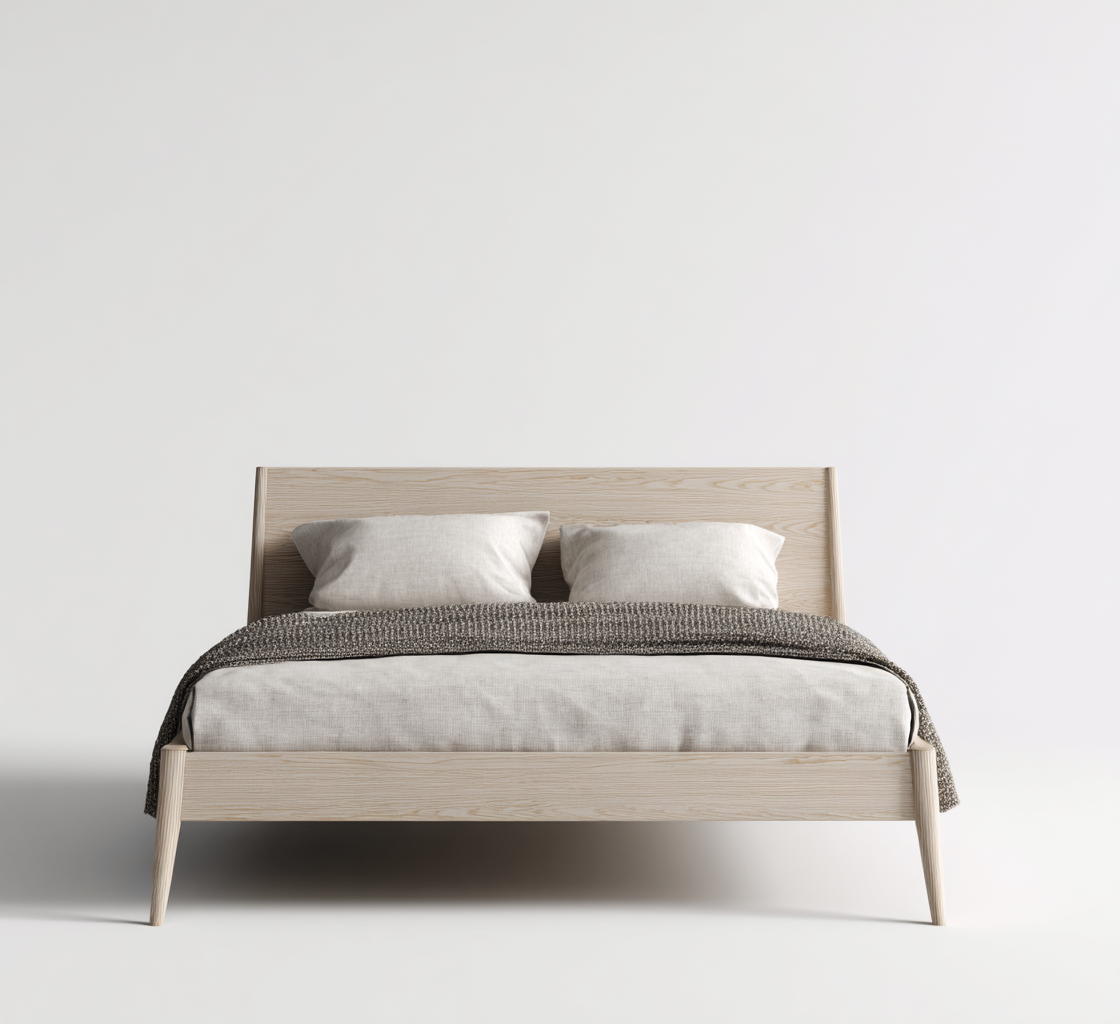 Lit double bois massif 210x160x100 cm - bois clair - design moderne - adapté à la chambre-Casauppad