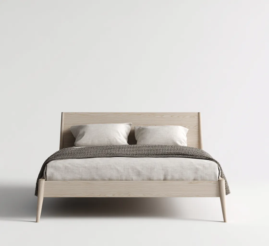 Lit double bois massif 210x160x100 cm - bois clair - design moderne - adapté à la chambre-Casauppad