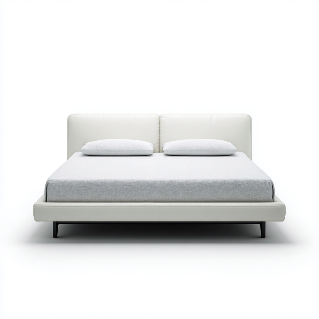 Lit double simili cuir 200x160x90 cm - blanc - adapté à la chambre design moderne-Casauppad