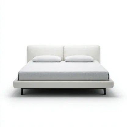 Lit double simili cuir 200x160x90 cm - blanc - adapté à la chambre design moderne-Casauppad