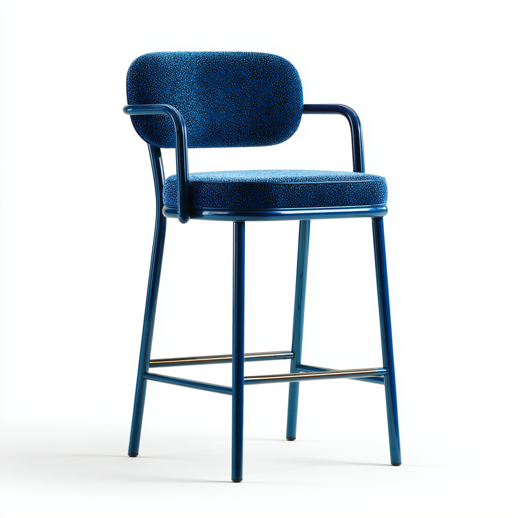 Tabouret de bar tissu-métal 50x50x100 cm - bleu - adapté à la salle à manger - style moderne-Casauppad