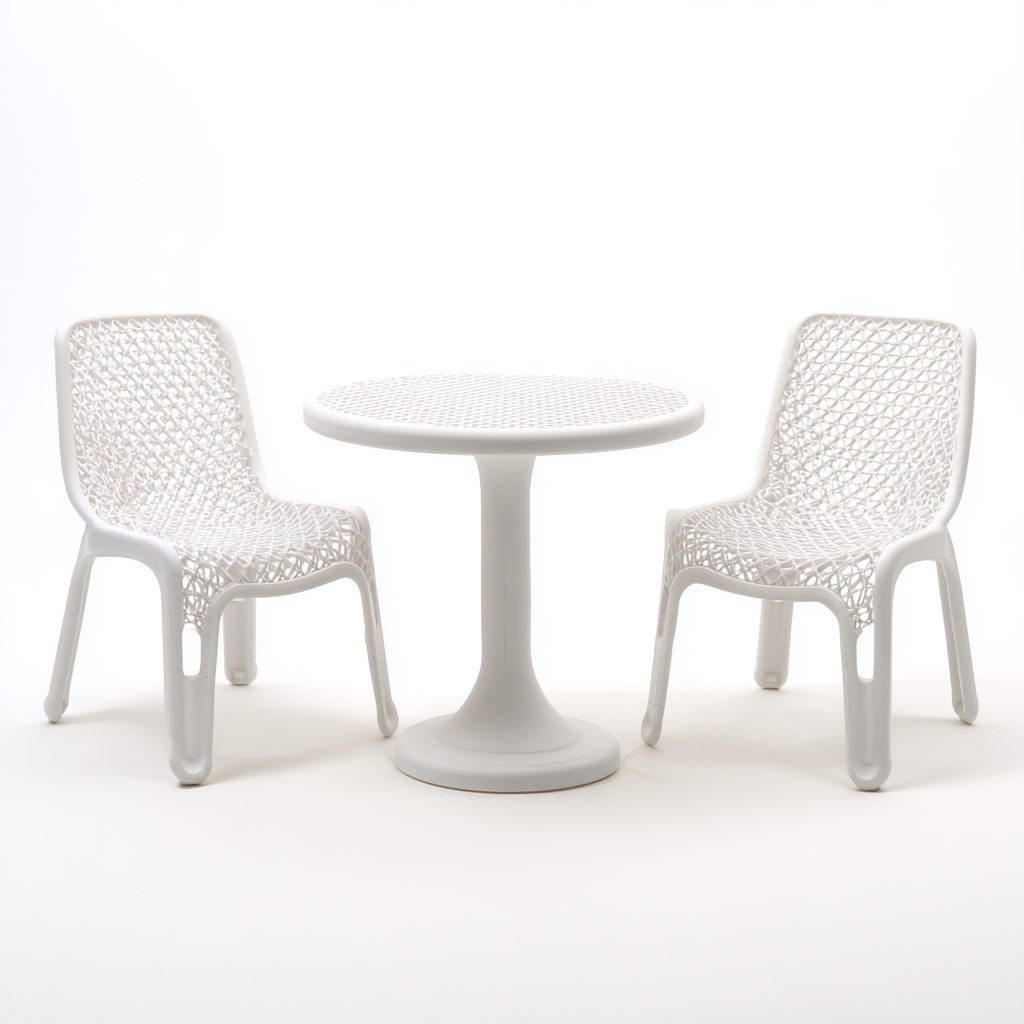 Salon de jardin repas - plastique - blanc - pour extérieur - design moderne-Casauppad