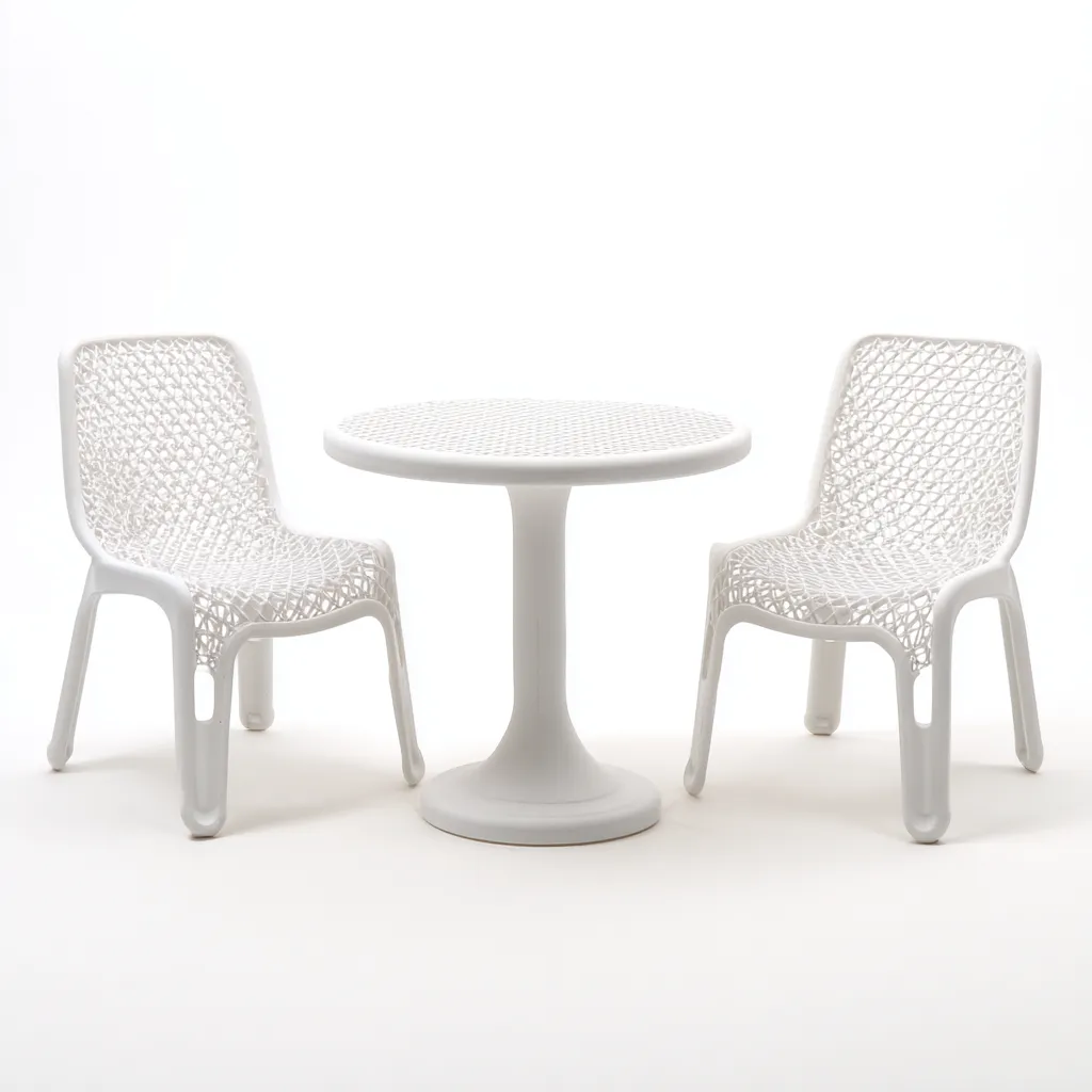 Salon de jardin repas - plastique - blanc - pour extérieur - design moderne-Casauppad