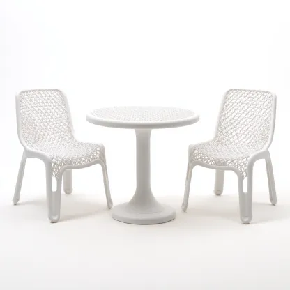 Salon de jardin repas - plastique - blanc - pour extérieur - design moderne-Casauppad