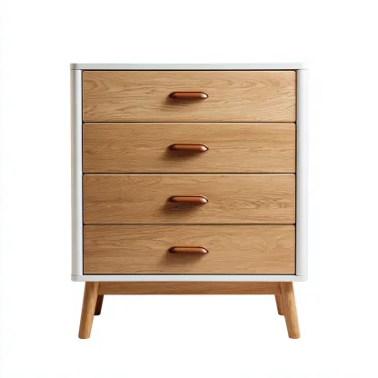 Commode 60x40x85 cm - blanc - marron - pour salon - design scandinave-Casauppad