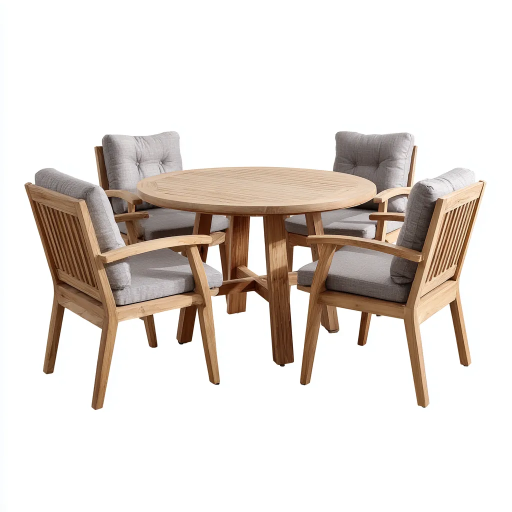 Salon de jardin repas - bois - naturel - gris - pour extérieur - design classique-Casauppad