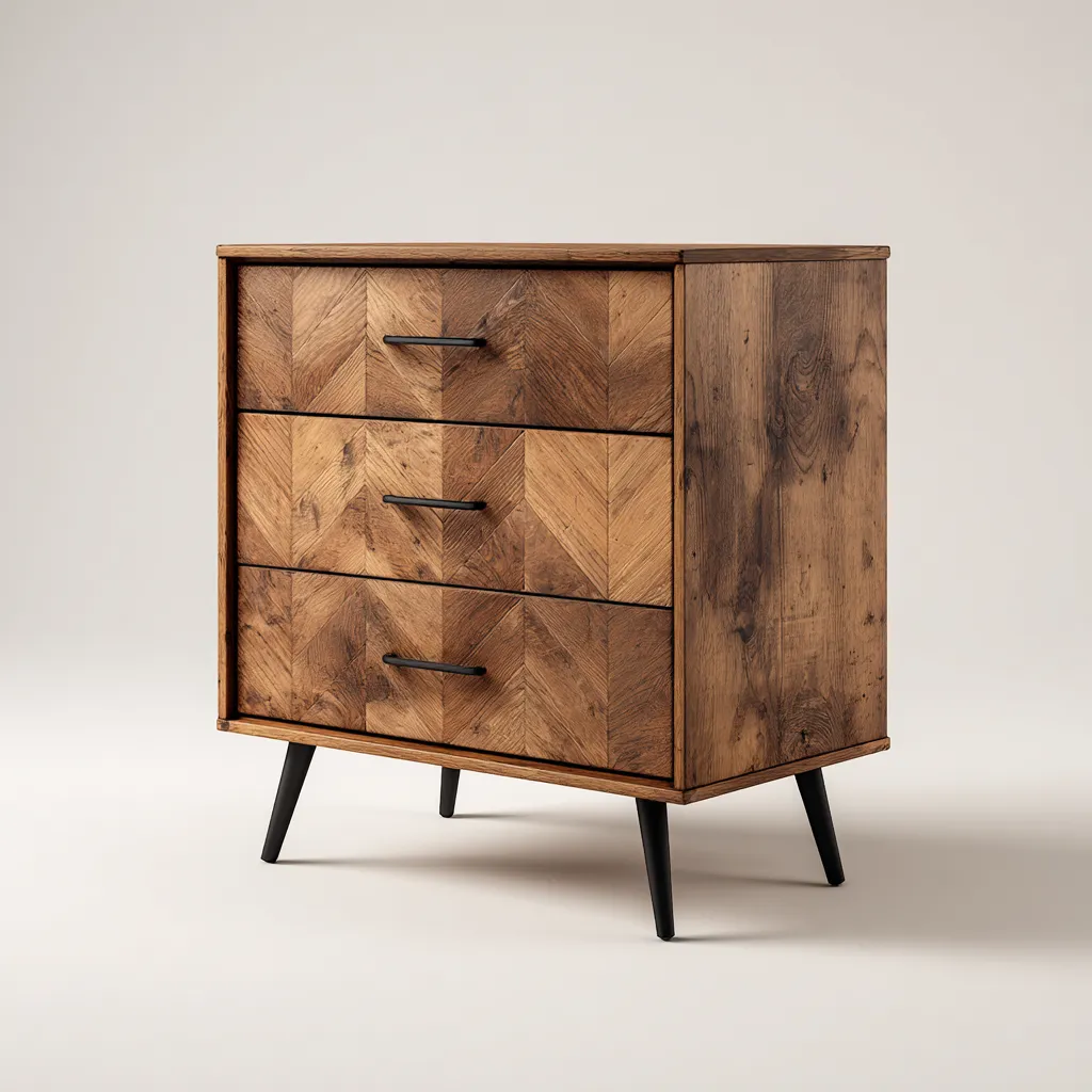 Commode en bois 78x40x95 cm - brun - pour salon - design contemporain-Casauppad