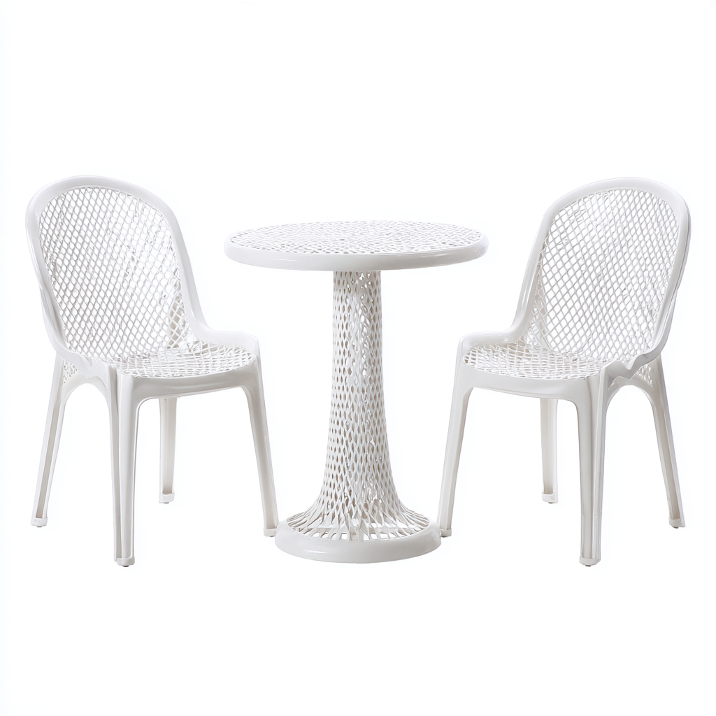 Salon de jardin repas - plastique - blanc - pour extérieur - design moderne-Casauppad