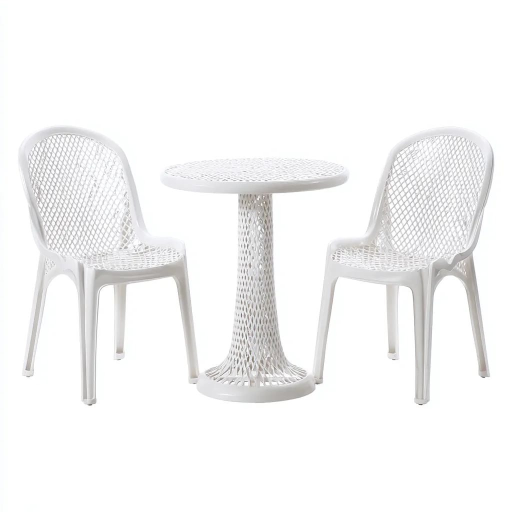 Salon de jardin repas - plastique - blanc - pour extérieur - design moderne-Casauppad