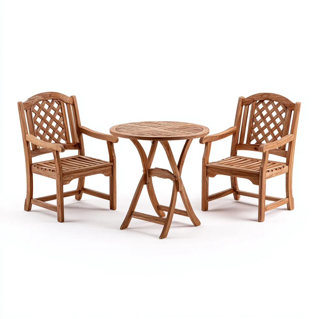 Salon de jardin - ensemble 3 pièces en teck - pour extérieur - design classique-Casauppad